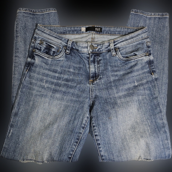 Kut From The Kloth Mid Rise Distressed Medium Wash Jeans Size 8 - Picture 3 of 11